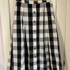 Black and White Buffalo Plaid Maxi Button Down Skirt